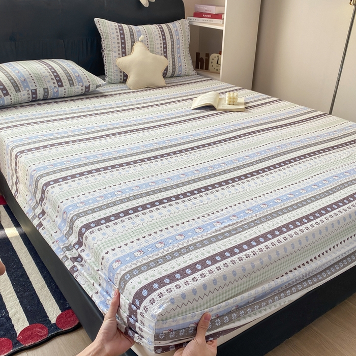 91家纺网 家纺一手货源 找家纺 赛琳 2026新款泡芙纱床笠系列单床笠床笠单件（有买家秀） 猫咪集蓝