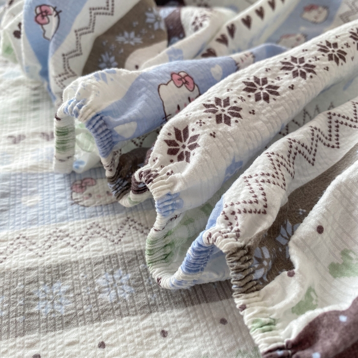 91家纺网 家纺一手货源 找家纺 赛琳 2026新款泡芙纱床笠系列单床笠床笠单件（有买家秀） 猫咪集蓝