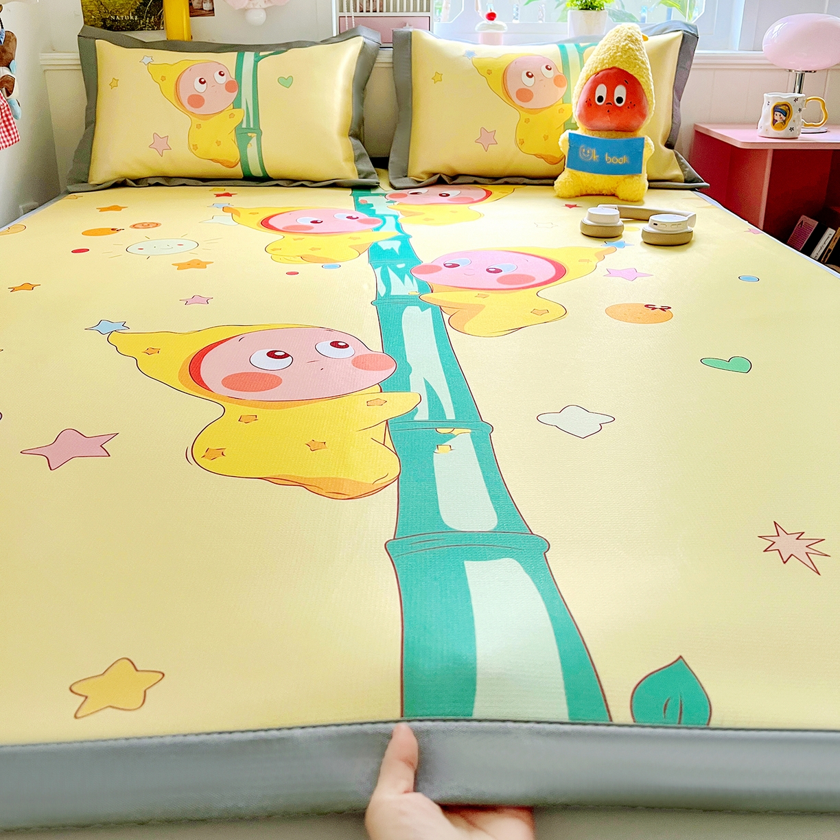 KT猫直营店 2026新款数码卡通印花凉感冰丝软凉席席子 星芽芽-席