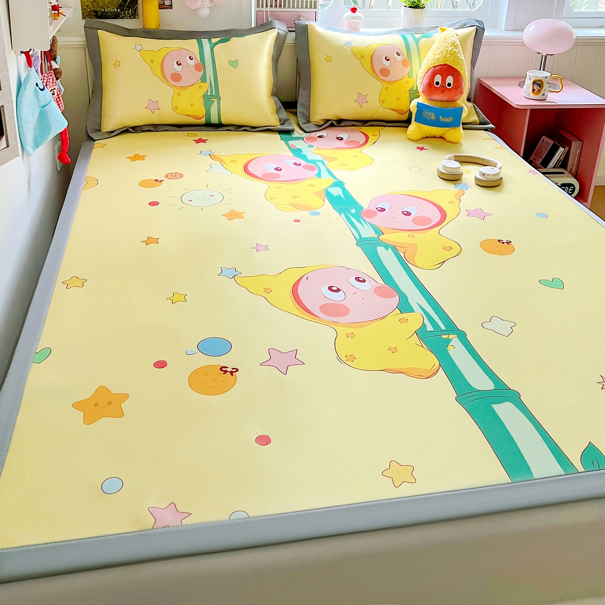 91家纺网 家纺一手货源 找家纺 KT猫直营店 2026新款数码卡通印花凉感冰丝软凉席席子 星芽芽-席