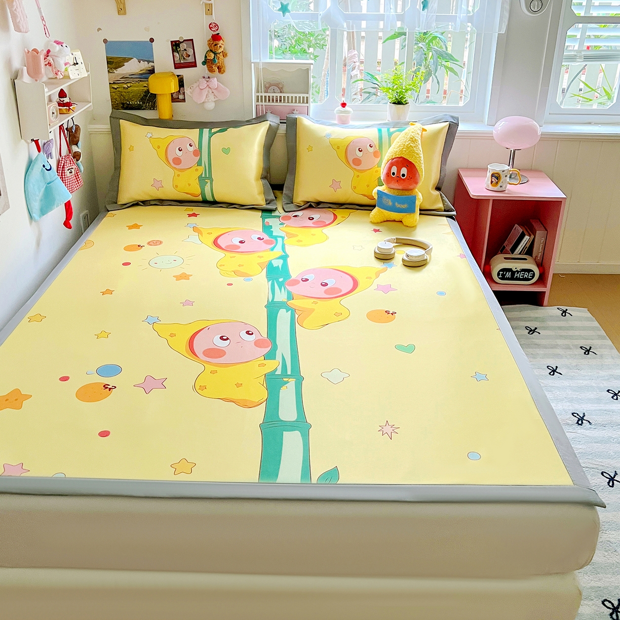 91家纺网 家纺一手货源 找家纺 KT猫直营店 2026新款数码卡通印花凉感冰丝软凉席席子 星芽芽-席