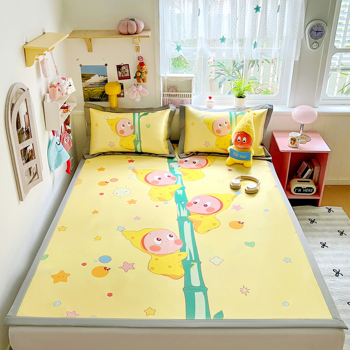 91家纺网 家纺一手货源 找家纺 KT猫直营店 2026新款数码卡通印花凉感冰丝软凉席席子 星芽芽-席