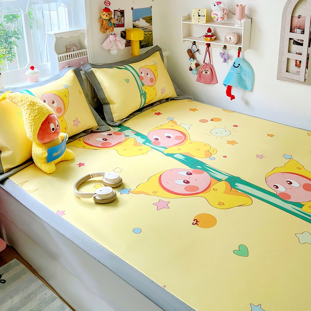 91家纺网 家纺一手货源 找家纺 KT猫直营店 2026新款数码卡通印花凉感冰丝软凉席席子 星芽芽-席