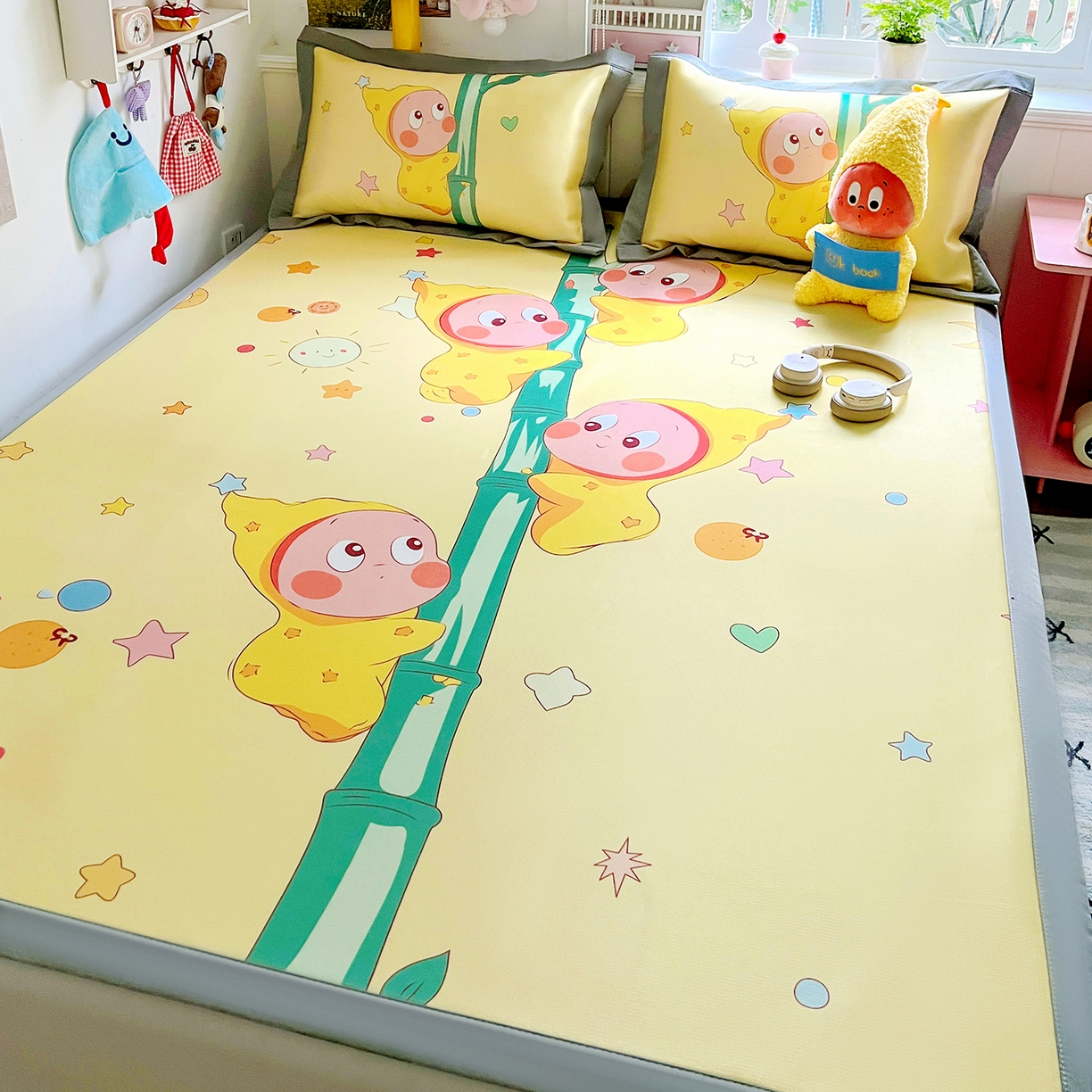 91家纺网 家纺一手货源 找家纺 KT猫直营店 2026新款数码卡通印花凉感冰丝软凉席席子 星芽芽-席