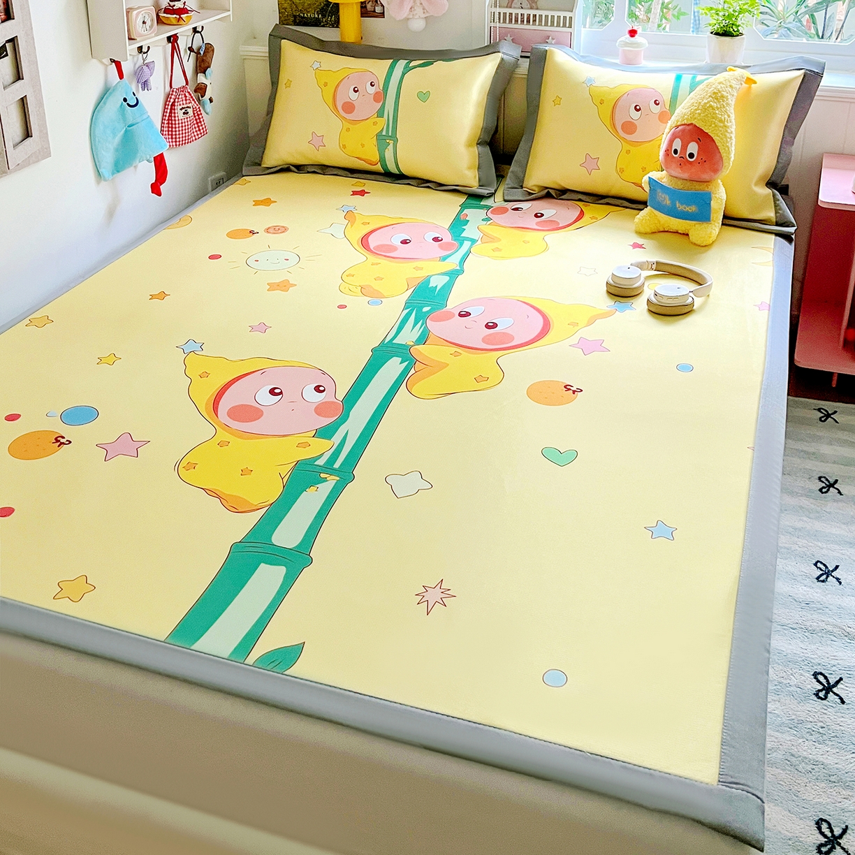 91家纺网 家纺一手货源 找家纺 KT猫直营店 2026新款数码卡通印花凉感冰丝软凉席席子 星芽芽-席