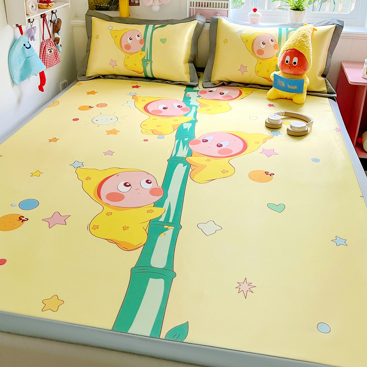 91家纺网 家纺一手货源 找家纺 KT猫直营店 2026新款数码卡通印花凉感冰丝软凉席席子 星芽芽-席