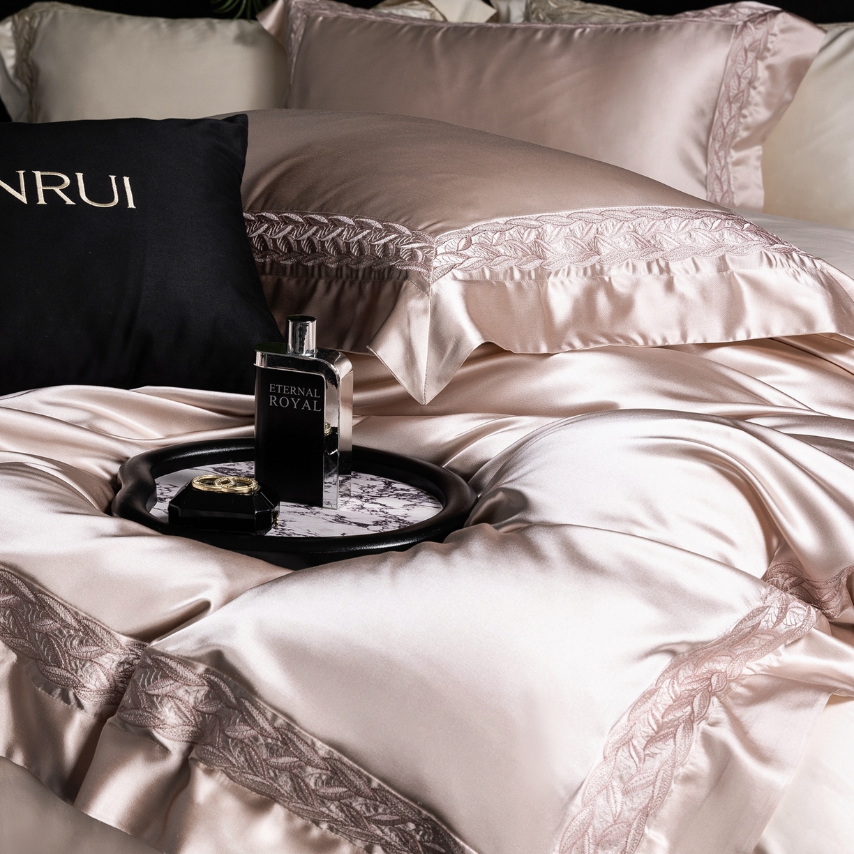 91家纺网 家纺一手货源 找家纺 馨蕊家居 2026春夏新款款100s全棉纯棉高精密四件套-米娅 米娅-蔷薇粉