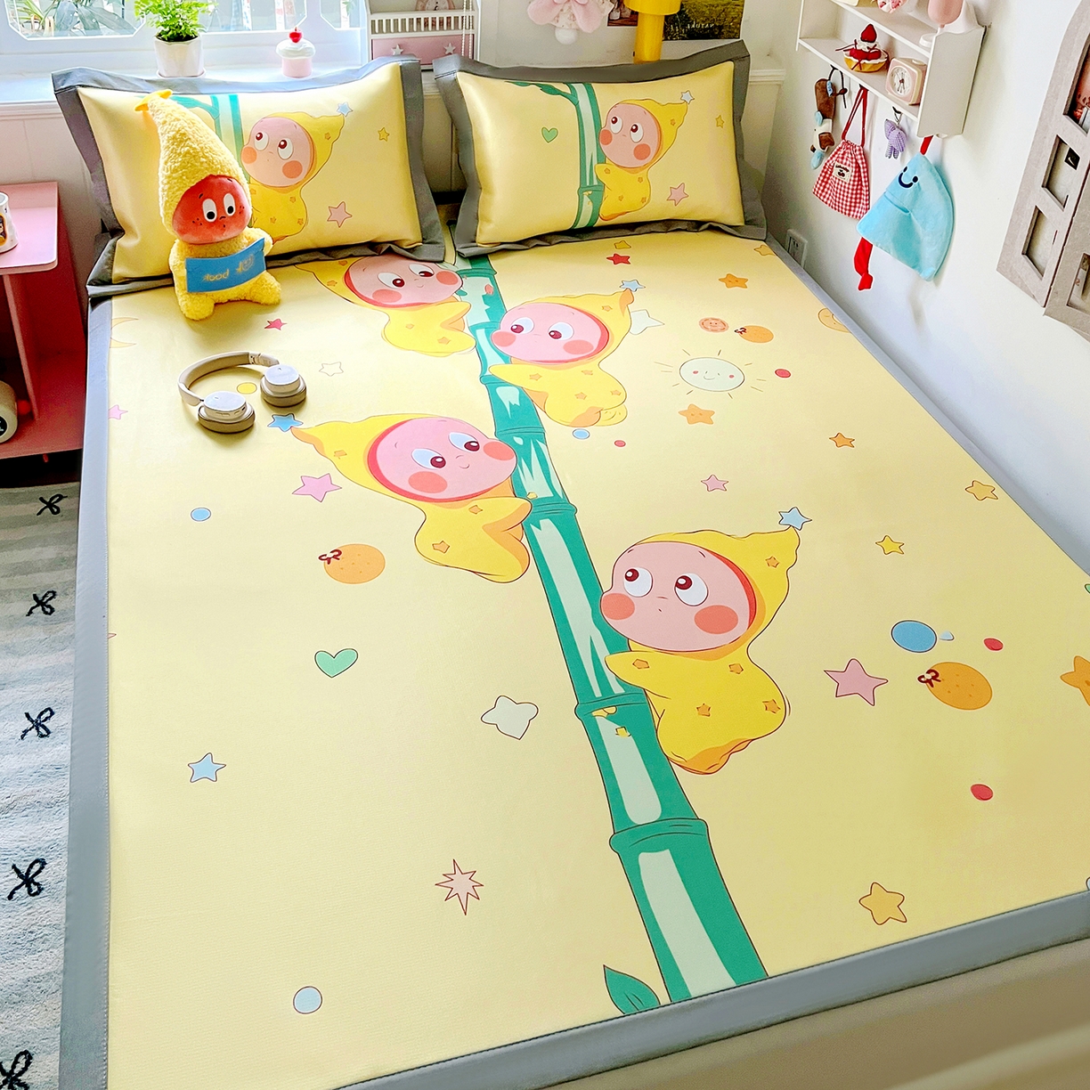 91家纺网 家纺一手货源 找家纺 KT猫直营店 2026新款数码卡通印花凉感冰丝软凉席席子 星芽芽-席