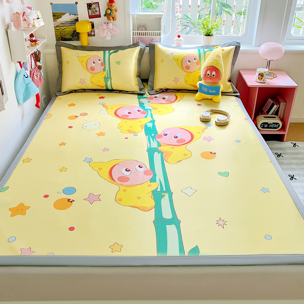 91家纺网 家纺一手货源 找家纺 KT猫直营店 2026新款数码卡通印花凉感冰丝软凉席席子 星芽芽-席