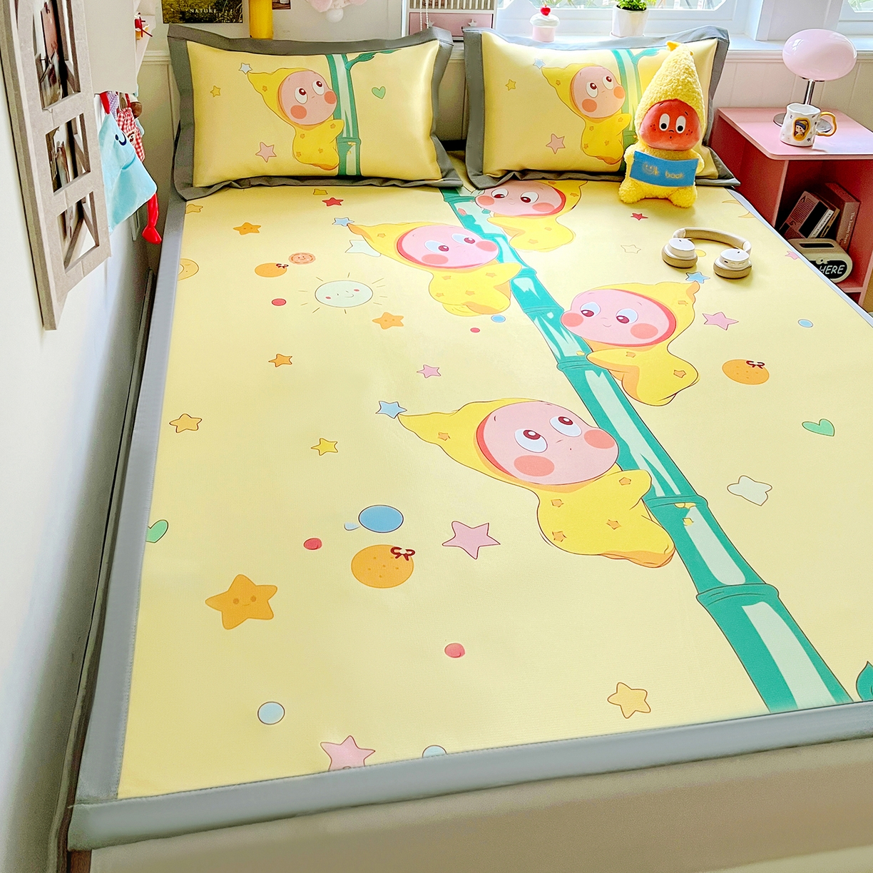 91家纺网 家纺一手货源 找家纺 KT猫直营店 2026新款数码卡通印花凉感冰丝软凉席席子 星芽芽-席