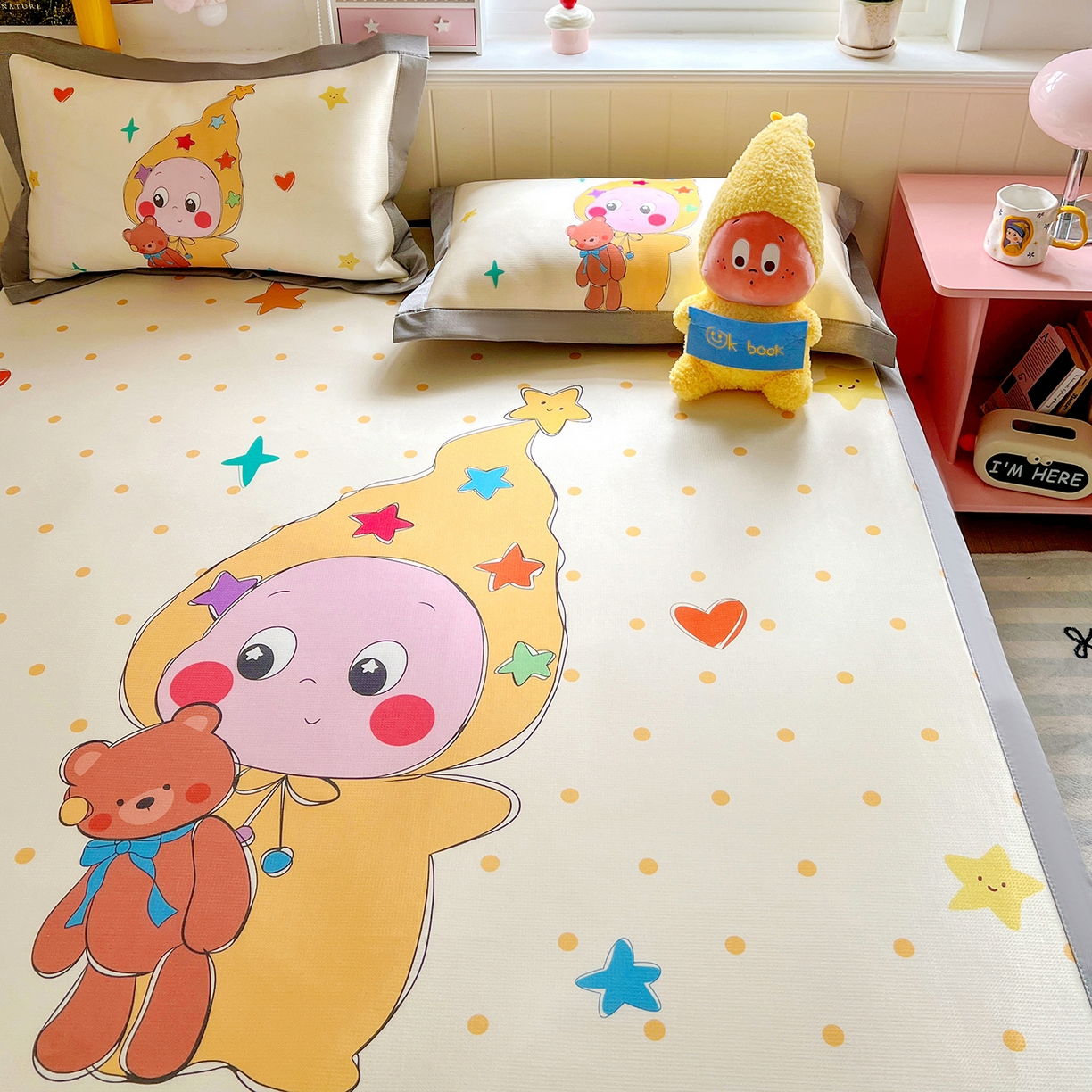 91家纺网 家纺一手货源 找家纺 KT猫直营店 2026新款数码卡通印花凉感冰丝软凉席席子 星仔面包铺-席