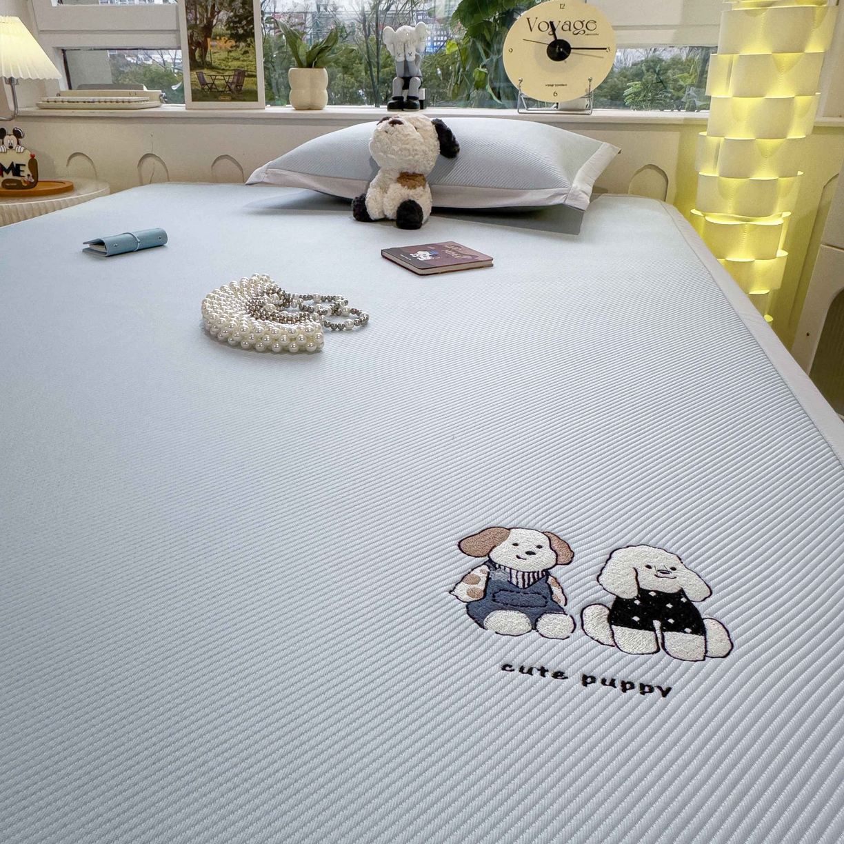 91家纺网 家纺一手货源 找家纺 孩子王家纺 2026春夏新款可机洗冰豆豆冰丝席凉席席子a类母婴级婴儿可用凉感值过0.21 可爱小狗 床单款