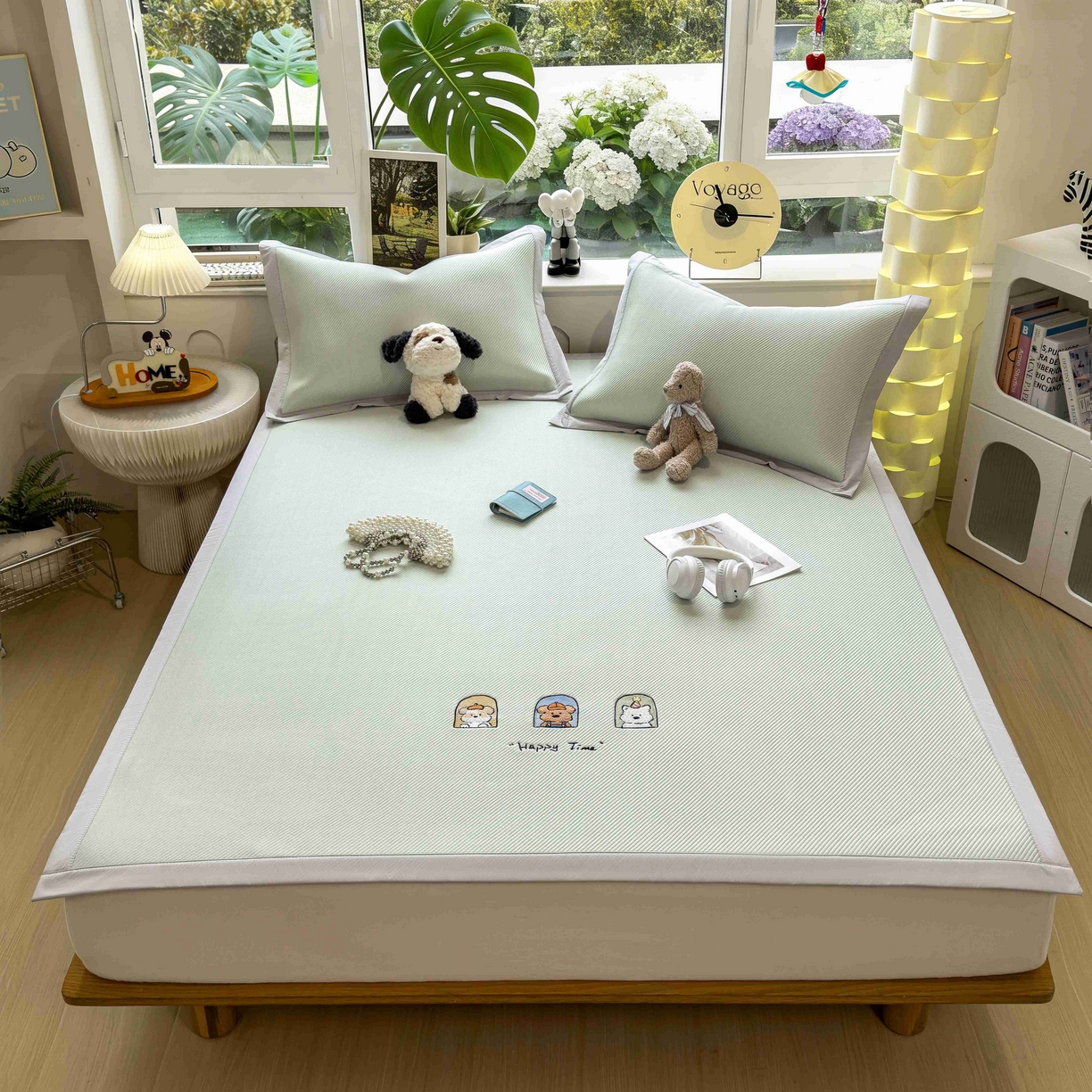 91家纺网 家纺一手货源 找家纺 孩子王家纺 2026春夏新款可机洗冰豆豆冰丝席凉席席子a类母婴级婴儿可用凉感值过0.21 萌趣时光 床单款