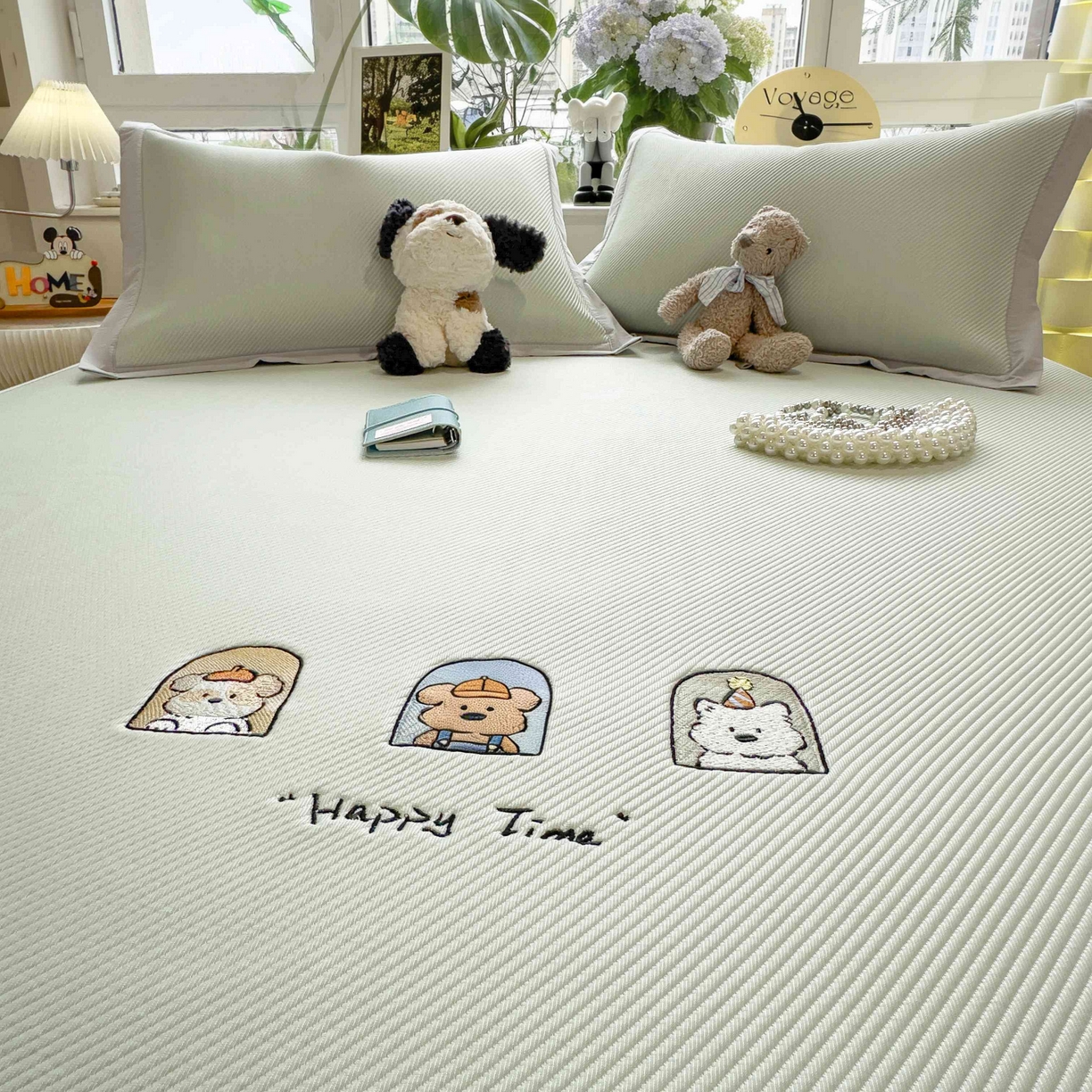 91家纺网 家纺一手货源 找家纺 孩子王家纺 2026春夏新款可机洗冰豆豆冰丝席凉席席子a类母婴级婴儿可用凉感值过0.21 萌趣时光 床单款