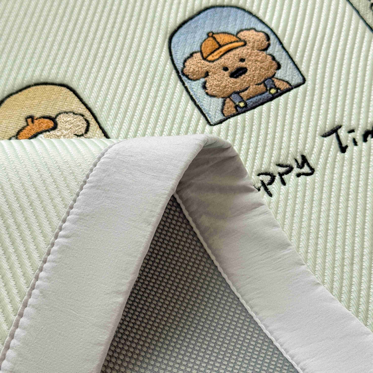 91家纺网 家纺一手货源 找家纺 孩子王家纺 2026春夏新款可机洗冰豆豆冰丝席凉席席子a类母婴级婴儿可用凉感值过0.21 萌趣时光 床单款