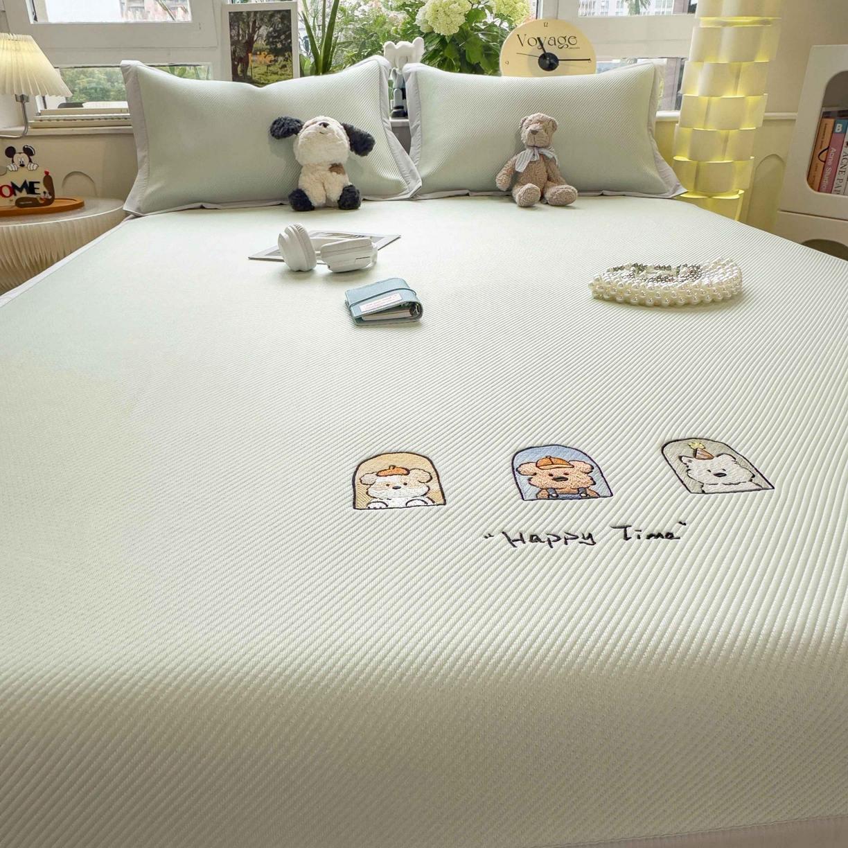 91家纺网 家纺一手货源 找家纺 孩子王家纺 2026春夏新款可机洗冰豆豆冰丝席凉席席子a类母婴级婴儿可用凉感值过0.21 萌趣时光 床单款