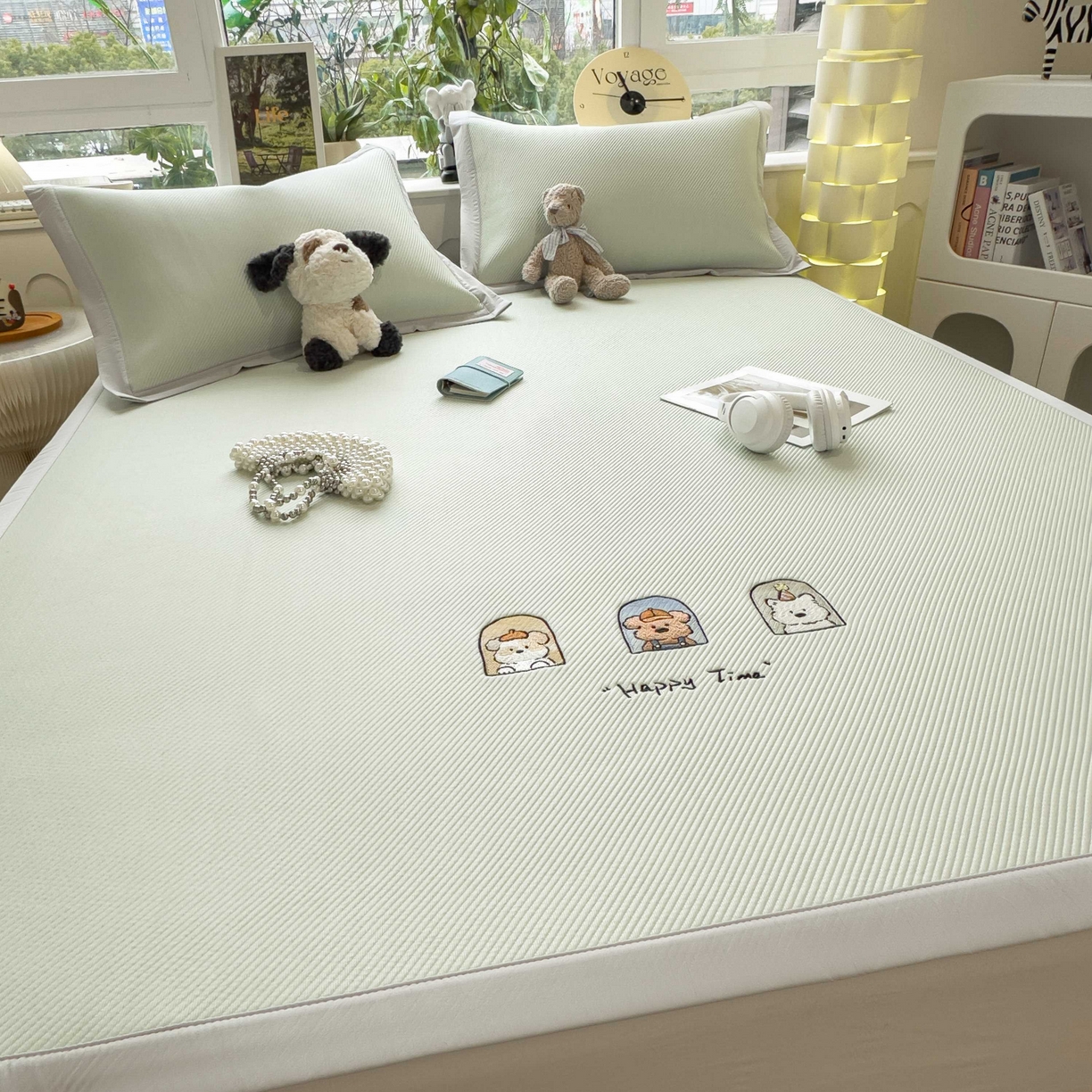 91家纺网 家纺一手货源 找家纺 孩子王家纺 2026春夏新款可机洗冰豆豆冰丝席凉席席子a类母婴级婴儿可用凉感值过0.21 萌趣时光 床单款