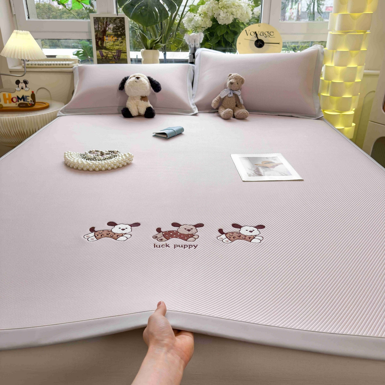 孩子王家纺 2026春夏新款可机洗冰豆豆冰丝席凉席席子a类母婴级婴儿可用凉感值过0.21 趴趴狗 床单款