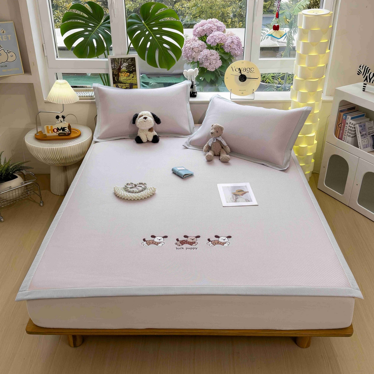 91家纺网 家纺一手货源 找家纺 孩子王家纺 2026春夏新款可机洗冰豆豆冰丝席凉席席子a类母婴级婴儿可用凉感值过0.21 趴趴狗 床单款