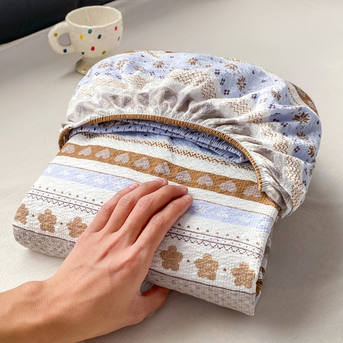 91家纺网 家纺一手货源 找家纺 赛琳 2026新款泡芙纱床笠系列单床笠床笠单件（有买家秀） 小鹿织棉