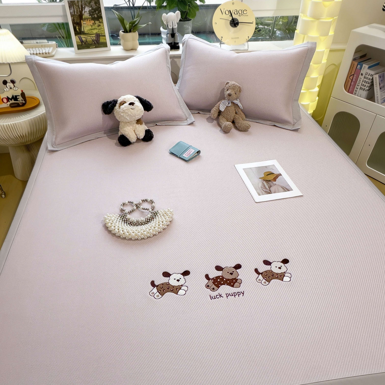 91家纺网 家纺一手货源 找家纺 孩子王家纺 2026春夏新款可机洗冰豆豆冰丝席凉席席子a类母婴级婴儿可用凉感值过0.21 趴趴狗 床单款