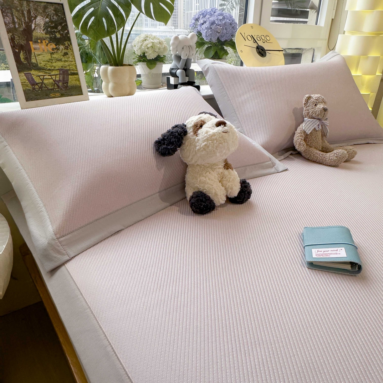 91家纺网 家纺一手货源 找家纺 孩子王家纺 2026春夏新款可机洗冰豆豆冰丝席凉席席子a类母婴级婴儿可用凉感值过0.21 趴趴狗 床单款