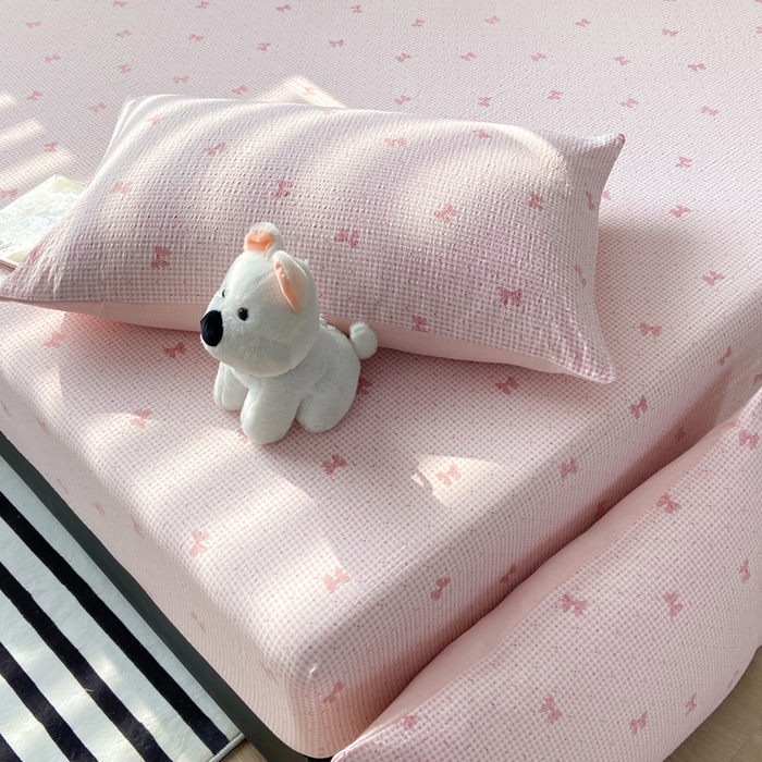 91家纺网 家纺一手货源 找家纺 赛琳 2026新款泡芙纱床笠系列单床笠床笠单件（有买家秀） 予诗粉