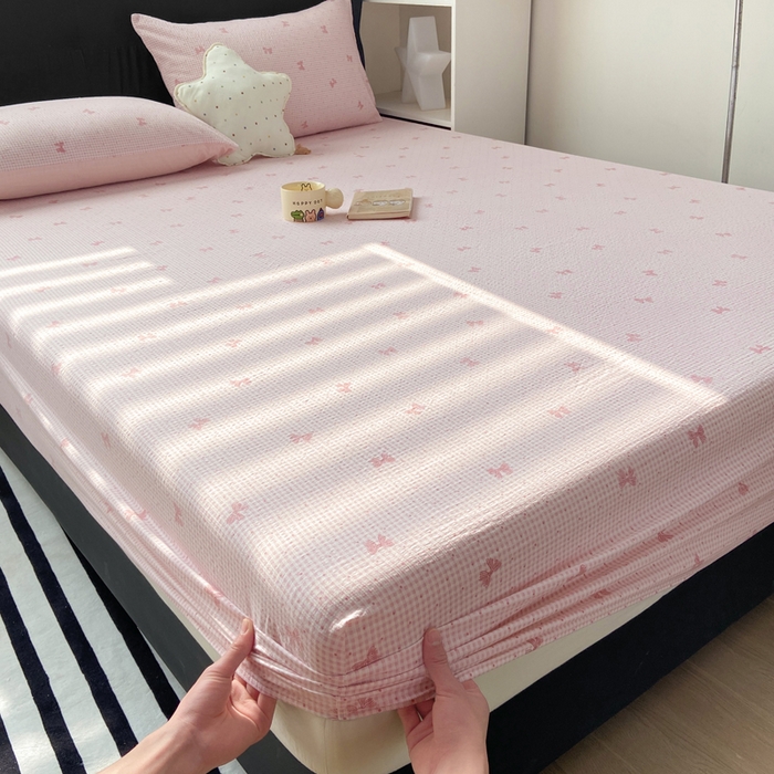 91家纺网 家纺一手货源 找家纺 赛琳 2026新款泡芙纱床笠系列单床笠床笠单件（有买家秀） 予诗粉