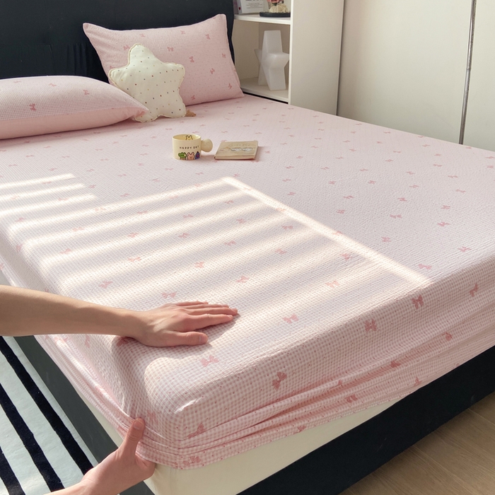 91家纺网 家纺一手货源 找家纺 赛琳 2026新款泡芙纱床笠系列单床笠床笠单件（有买家秀） 予诗粉