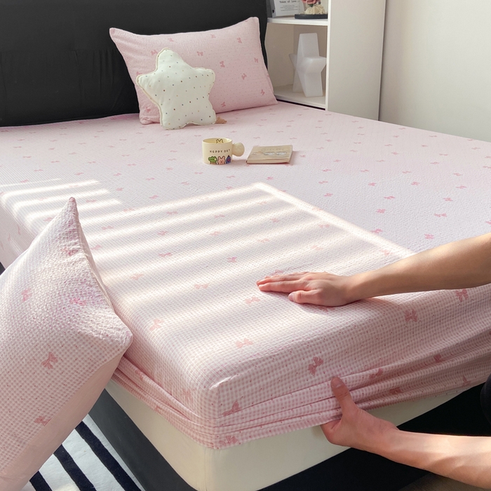 91家纺网 家纺一手货源 找家纺 赛琳 2026新款泡芙纱床笠系列单床笠床笠单件（有买家秀） 予诗粉