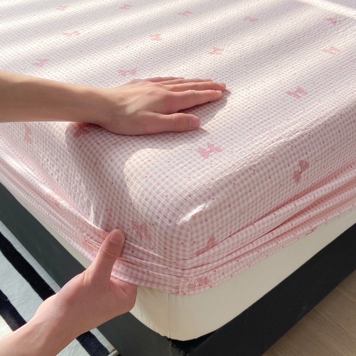 91家纺网 家纺一手货源 找家纺 赛琳 2026新款泡芙纱床笠系列单床笠床笠单件（有买家秀） 予诗粉