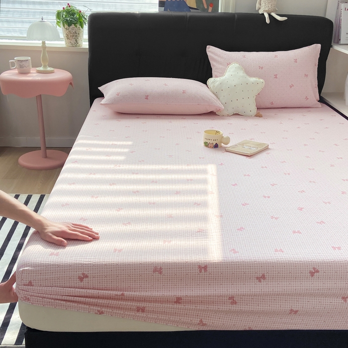 91家纺网 家纺一手货源 找家纺 赛琳 2026新款泡芙纱床笠系列单床笠床笠单件（有买家秀） 予诗粉