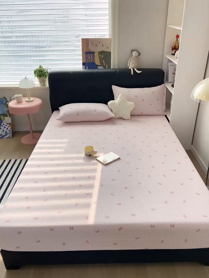 91家纺网 家纺一手货源 找家纺 赛琳 2026新款泡芙纱床笠系列单床笠床笠单件（有买家秀） 予诗粉