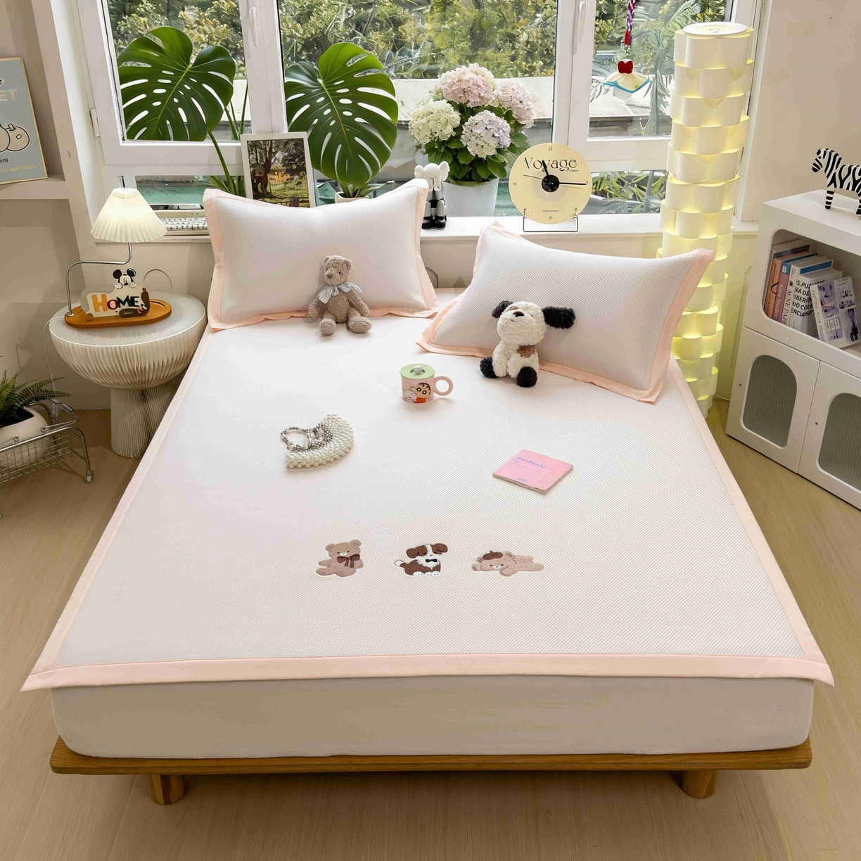 91家纺网 家纺一手货源 找家纺 孩子王家纺 2026春夏新款可机洗冰豆豆冰丝席凉席席子a类母婴级婴儿可用凉感值过0.21 软萌小熊 床单款