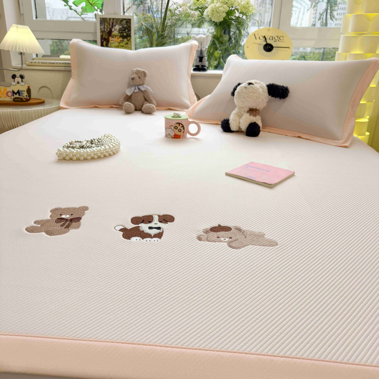 91家纺网 家纺一手货源 找家纺 孩子王家纺 2026春夏新款可机洗冰豆豆冰丝席凉席席子a类母婴级婴儿可用凉感值过0.21 软萌小熊 床单款