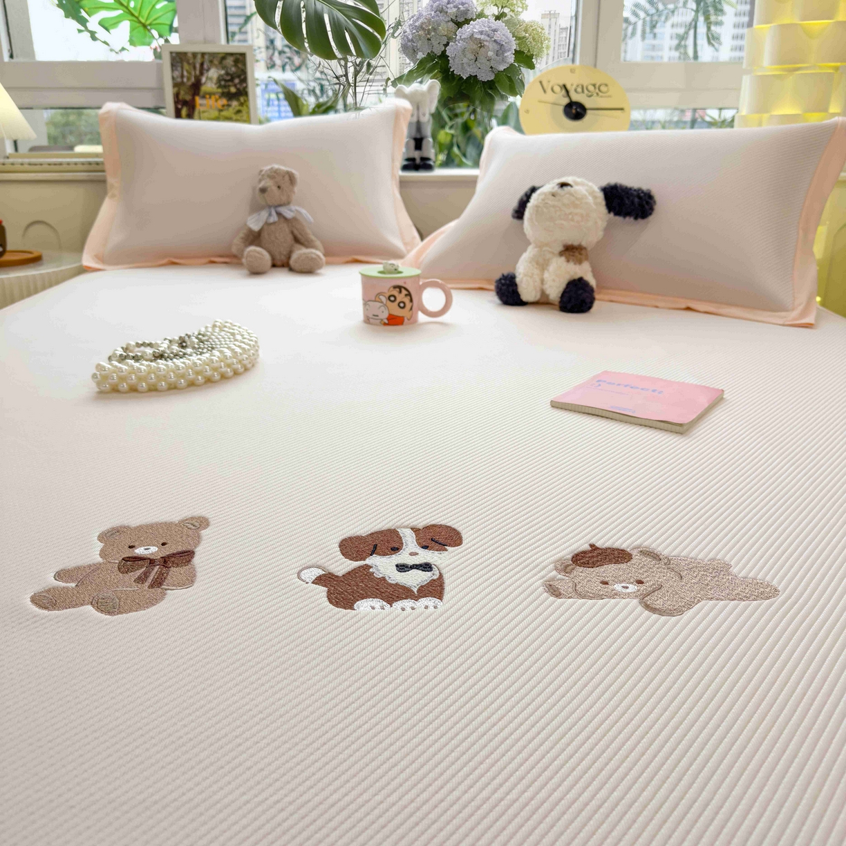 91家纺网 家纺一手货源 找家纺 孩子王家纺 2026春夏新款可机洗冰豆豆冰丝席凉席席子a类母婴级婴儿可用凉感值过0.21 软萌小熊 床单款