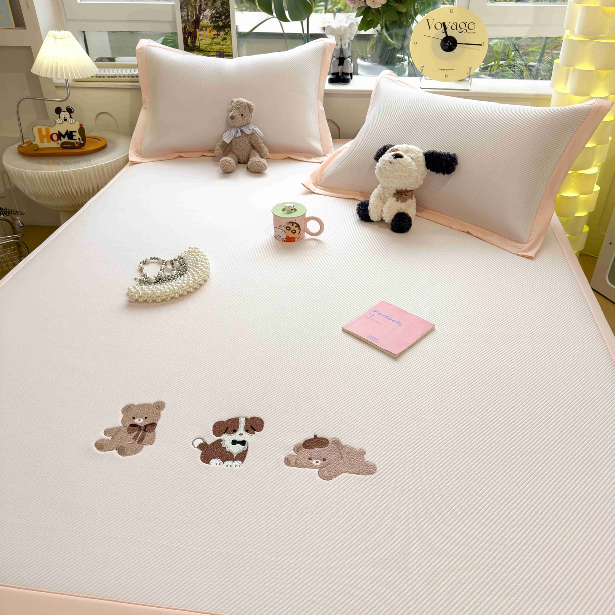 91家纺网 家纺一手货源 找家纺 孩子王家纺 2026春夏新款可机洗冰豆豆冰丝席凉席席子a类母婴级婴儿可用凉感值过0.21 软萌小熊 床单款