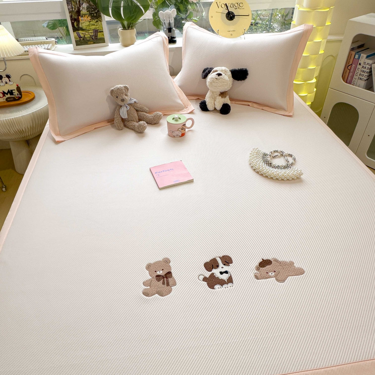 91家纺网 家纺一手货源 找家纺 孩子王家纺 2026春夏新款可机洗冰豆豆冰丝席凉席席子a类母婴级婴儿可用凉感值过0.21 软萌小熊 床单款