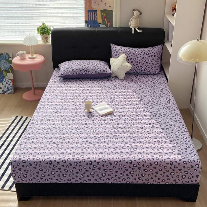 91家纺网 家纺一手货源 找家纺 赛琳 2026新款泡芙纱床笠系列单床笠床笠单件（有买家秀） 紫绸豹纹心