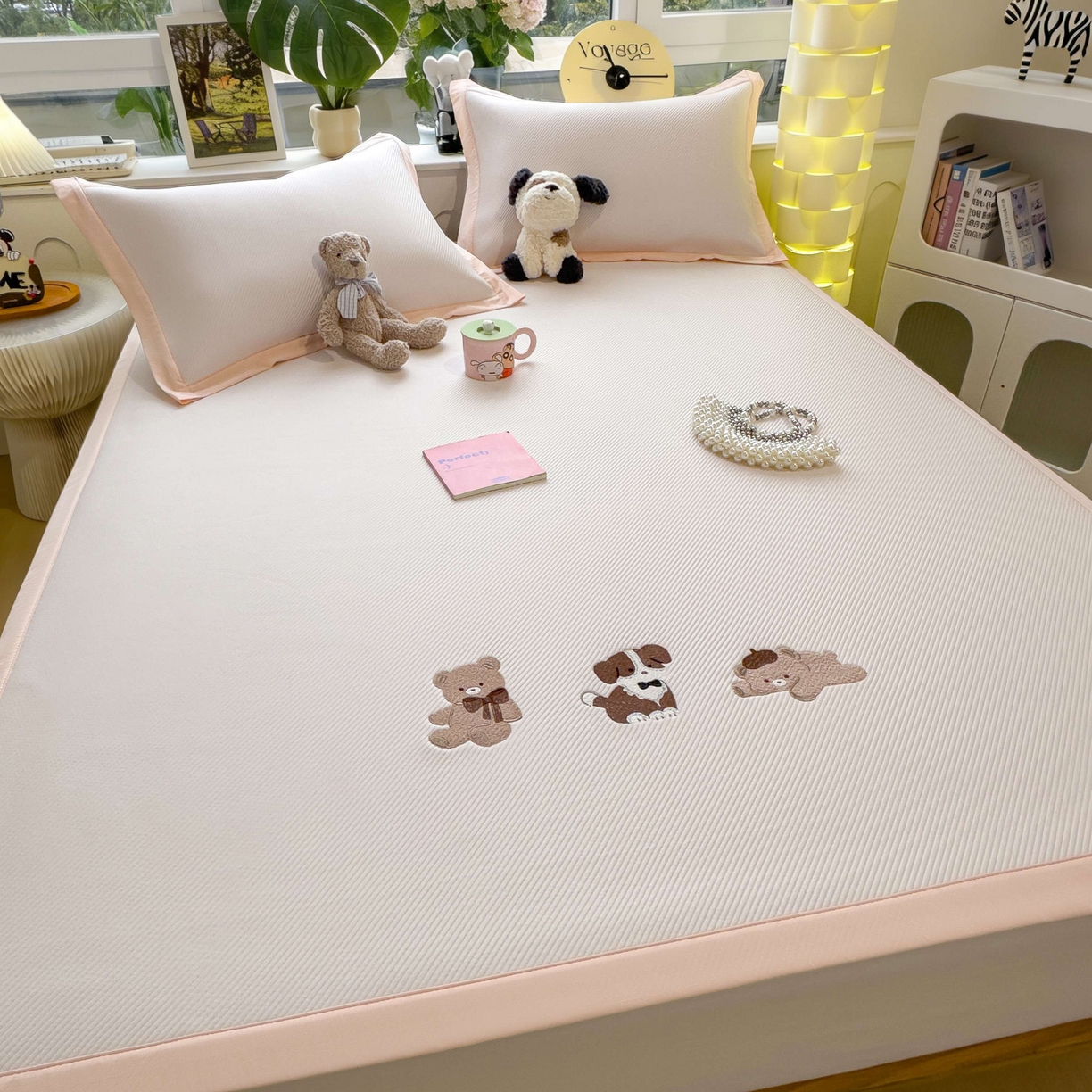 91家纺网 家纺一手货源 找家纺 孩子王家纺 2026春夏新款可机洗冰豆豆冰丝席凉席席子a类母婴级婴儿可用凉感值过0.21 软萌小熊 床单款