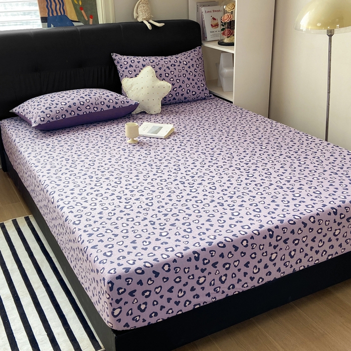 91家纺网 家纺一手货源 找家纺 赛琳 2026新款泡芙纱床笠系列单床笠床笠单件（有买家秀） 紫绸豹纹心