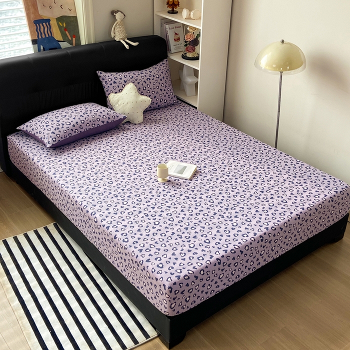 91家纺网 家纺一手货源 找家纺 赛琳 2026新款泡芙纱床笠系列单床笠床笠单件（有买家秀） 紫绸豹纹心