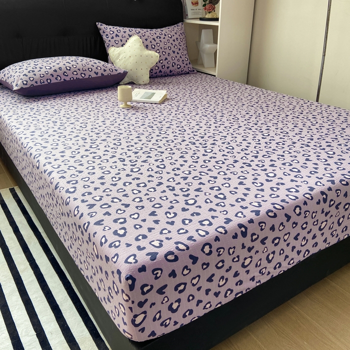 91家纺网 家纺一手货源 找家纺 赛琳 2026新款泡芙纱床笠系列单床笠床笠单件（有买家秀） 紫绸豹纹心