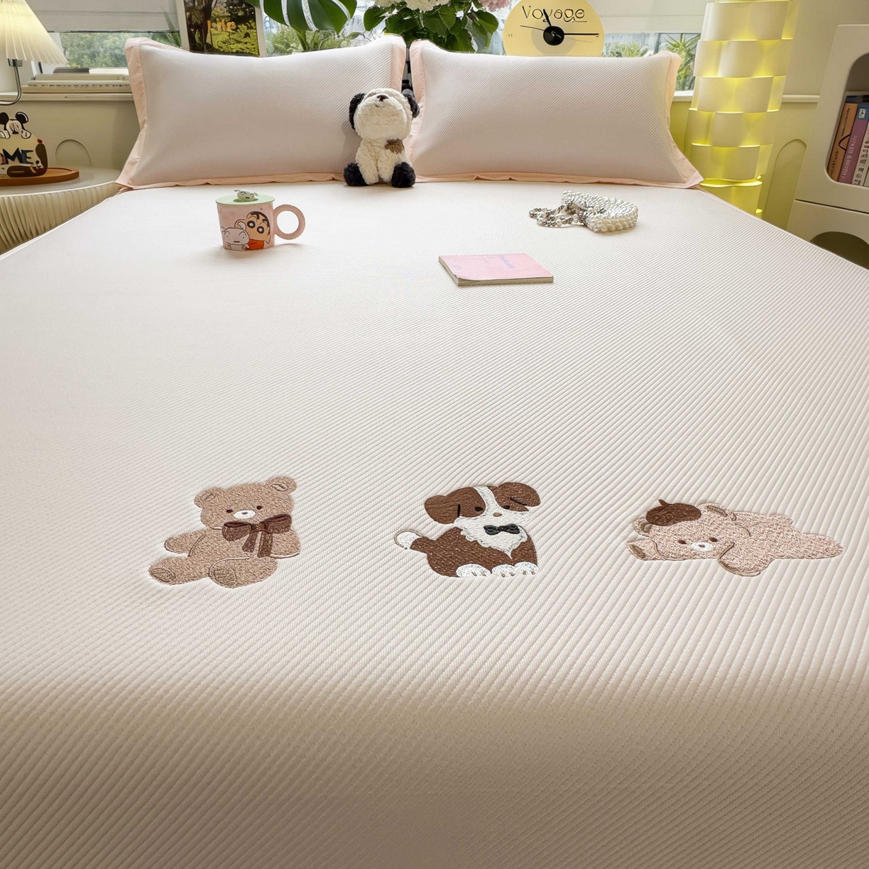 91家纺网 家纺一手货源 找家纺 孩子王家纺 2026春夏新款可机洗冰豆豆冰丝席凉席席子a类母婴级婴儿可用凉感值过0.21 软萌小熊 床单款