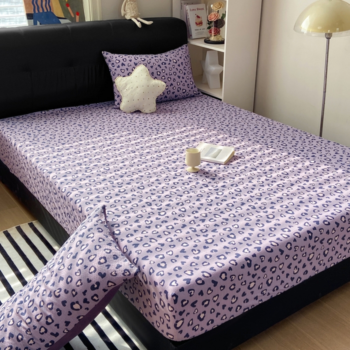 91家纺网 家纺一手货源 找家纺 赛琳 2026新款泡芙纱床笠系列单床笠床笠单件（有买家秀） 紫绸豹纹心