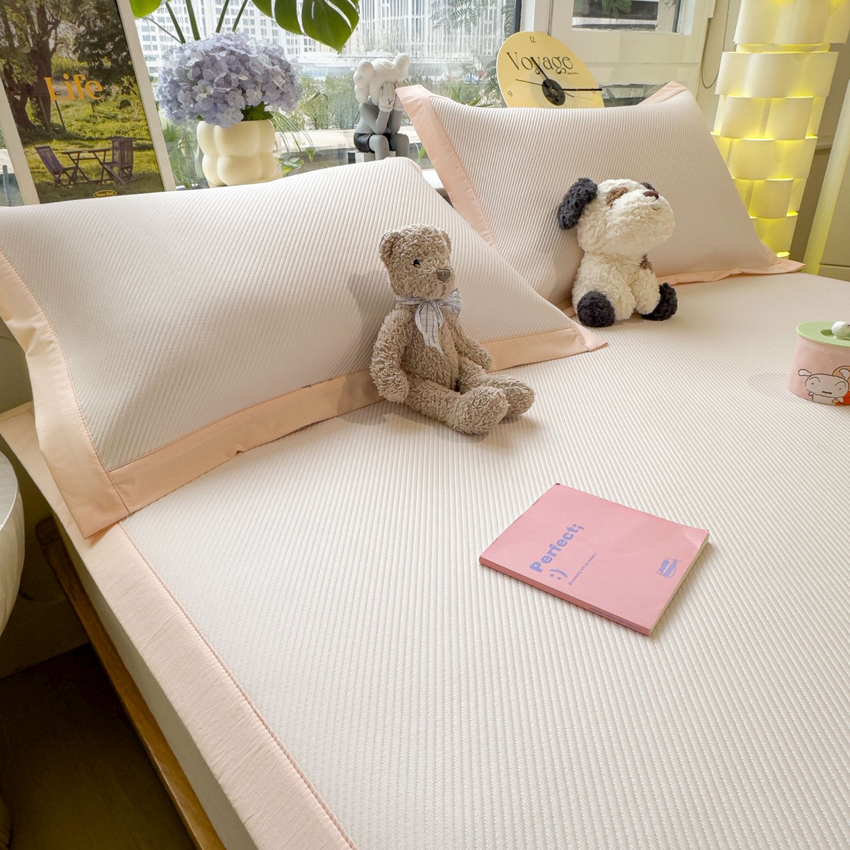 91家纺网 家纺一手货源 找家纺 孩子王家纺 2026春夏新款可机洗冰豆豆冰丝席凉席席子a类母婴级婴儿可用凉感值过0.21 软萌小熊 床单款