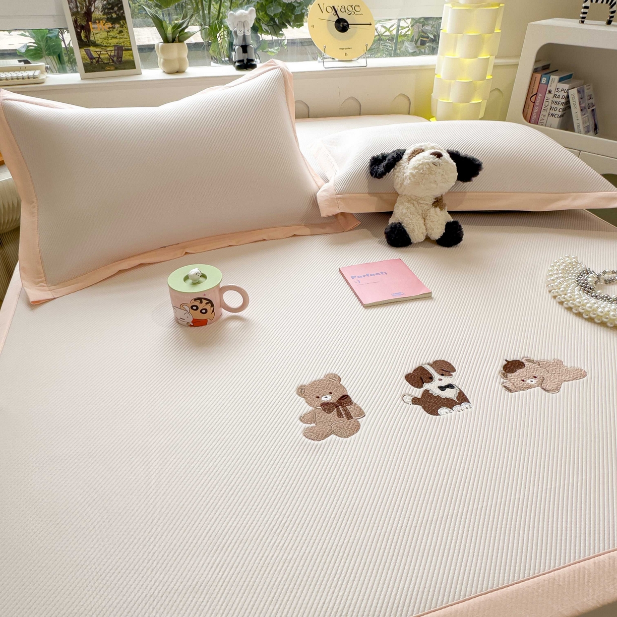 91家纺网 家纺一手货源 找家纺 孩子王家纺 2026春夏新款可机洗冰豆豆冰丝席凉席席子a类母婴级婴儿可用凉感值过0.21 软萌小熊 床单款