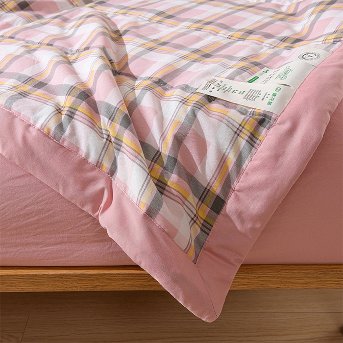 91家纺网 家纺一手货源 找家纺 欧朵家纺 2026春夏新款水洗棉新疆棉花被夏凉被空调被 简兮-粉