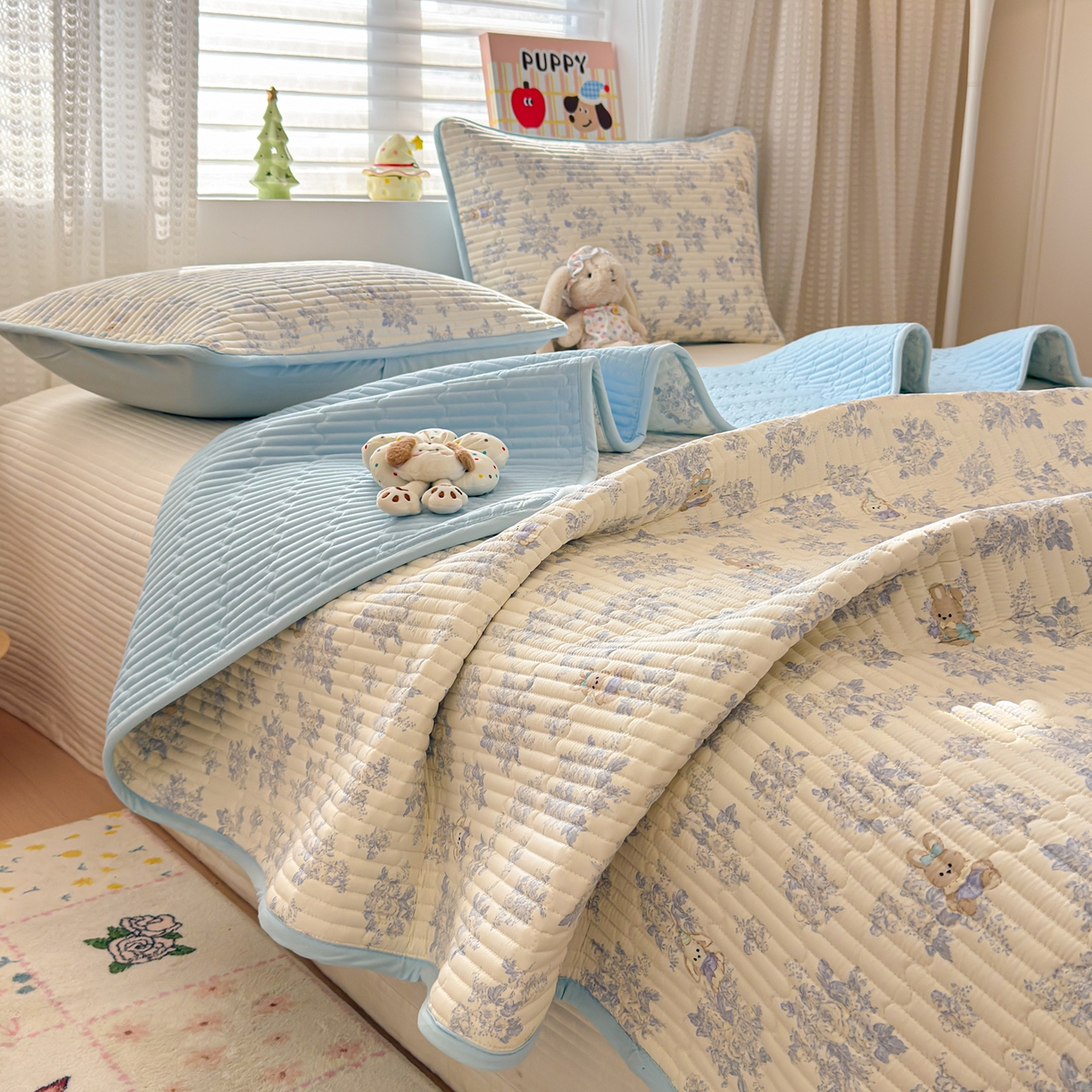 91家纺网 家纺一手货源 找家纺 （总）雅萱家纺 2026新款森系全棉夹棉印花床盖