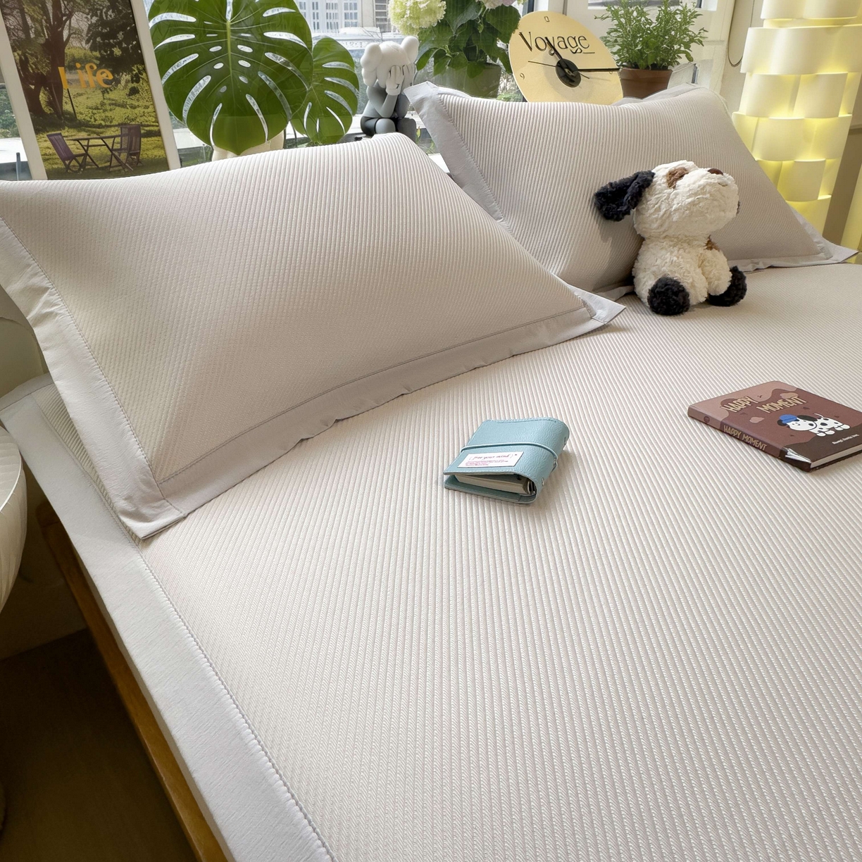 91家纺网 家纺一手货源 找家纺 孩子王家纺 2026春夏新款可机洗冰豆豆冰丝席凉席席子a类母婴级婴儿可用凉感值过0.21 贪吃小狗 床单款